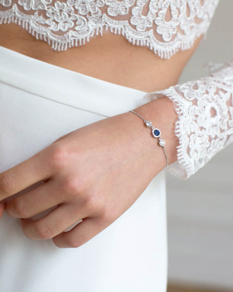 Bracelet de mariée Gepsy – cristal facetté sur chaîne fine pour mariage élégant