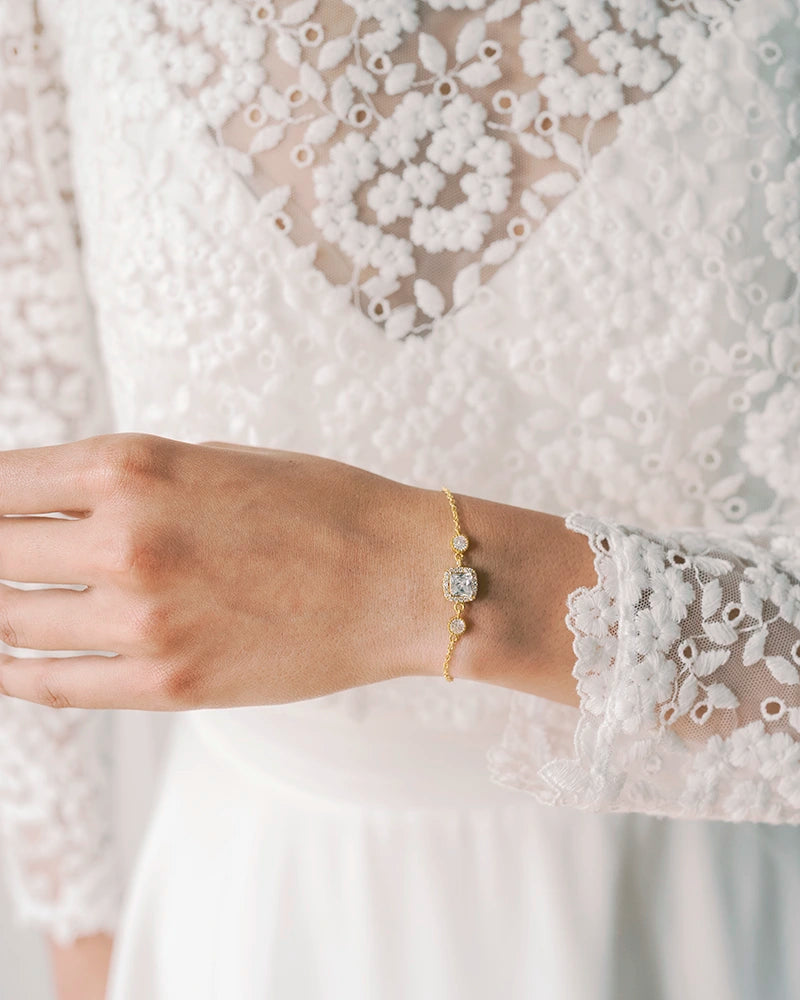 Bracelet de mariée strass doré -Bijoux atelier sarah Aime
