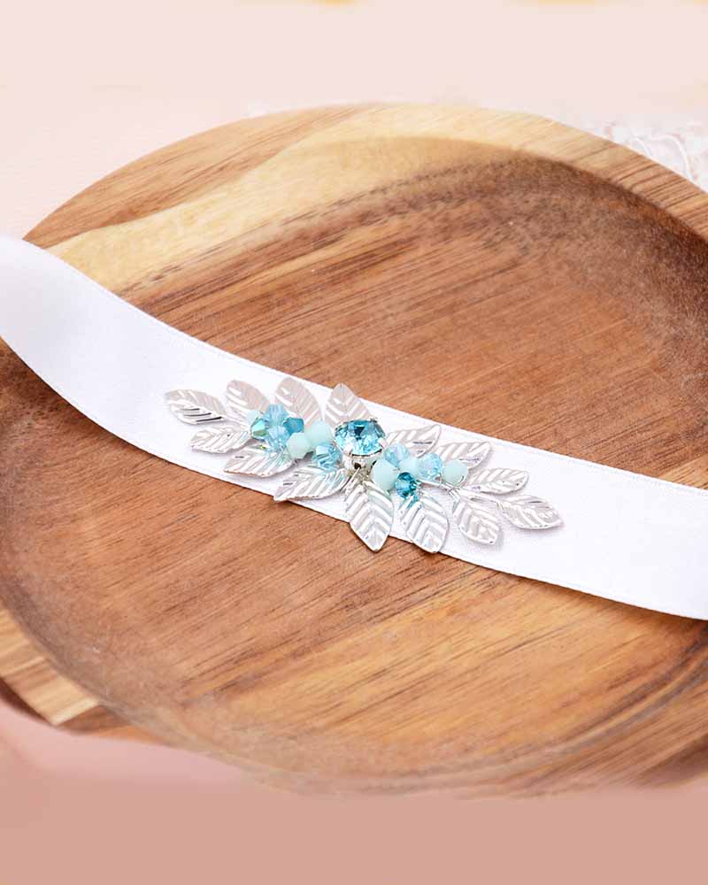Ceinture de mariée Lealine – bijou de taille avec cristaux et ruban à nouer

