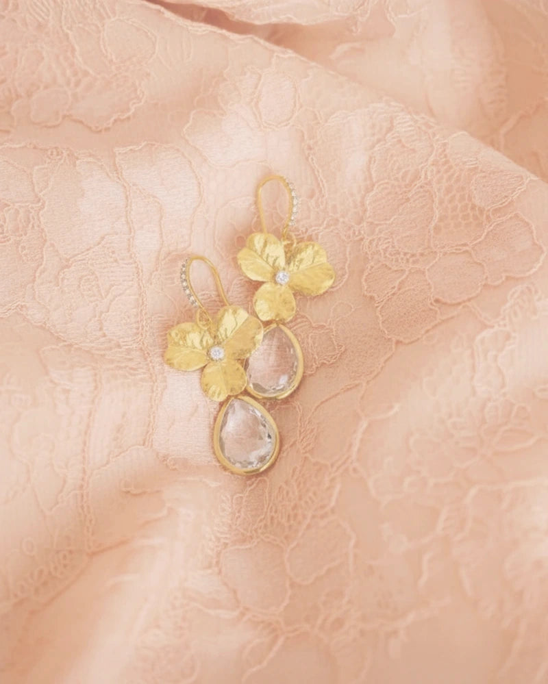 Boucles d'oreilles mariée Fleurs dorées - Atelier Sarah Aime