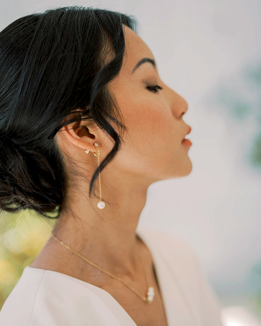Clips d’oreilles perles – modèle Léo Oreilles non percées création française Atelier Sarah Aime
