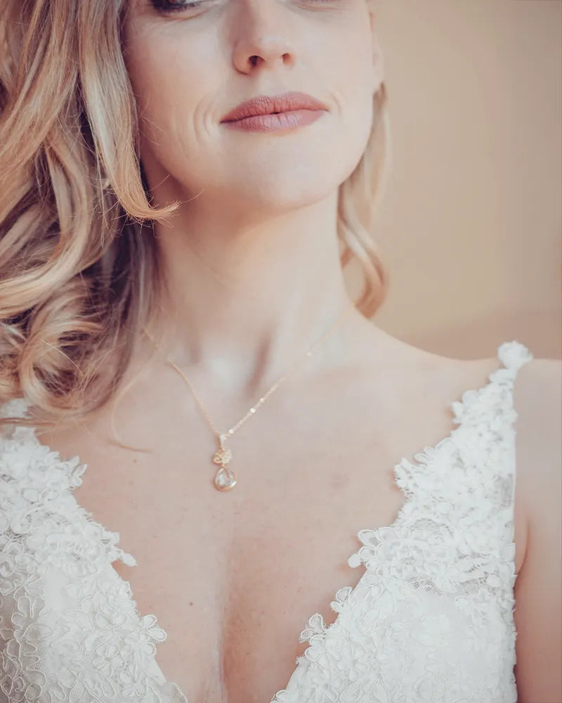 Collier Mariée Rosy - Rose fleur- Atelier Sarah Aime