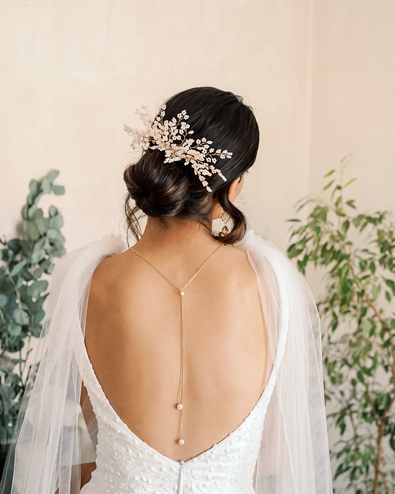 Camille - Collier de Dos Mariée à Perles