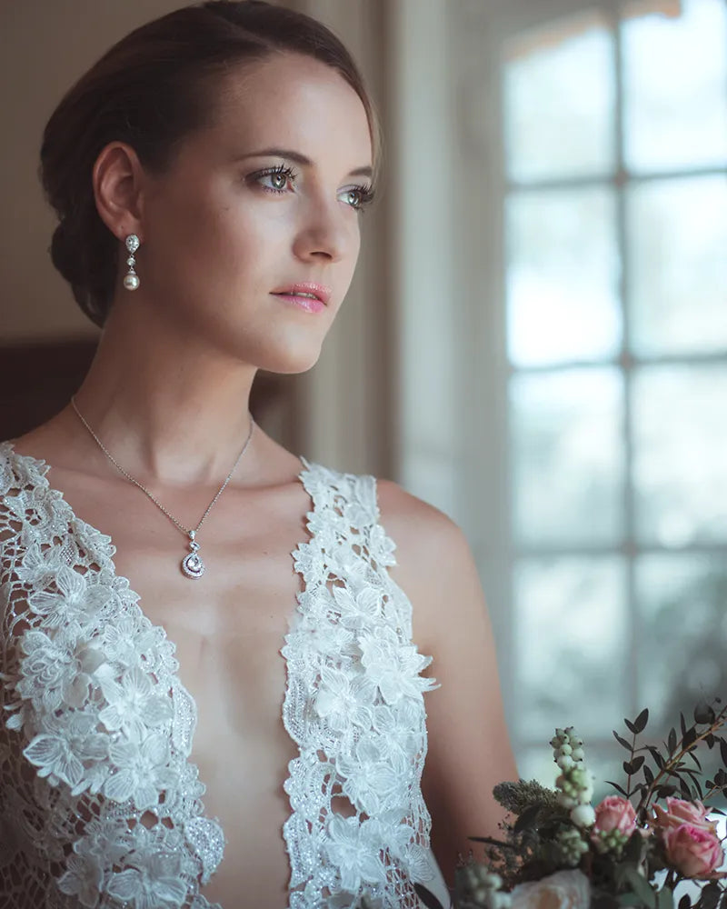 Boucles d'oreilles mariée Angéline - Atelier Sarah Aime