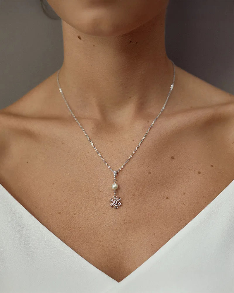 Collier mariée perle flocon de neige -Snow - Atelier Sarah Aime