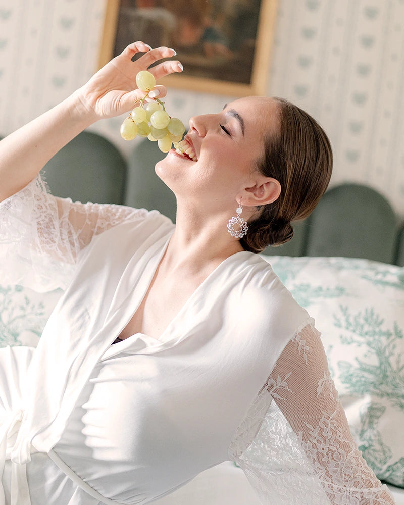 Cylia boucles d'oreilles mariée dorées - Atelier Sarah Aime 