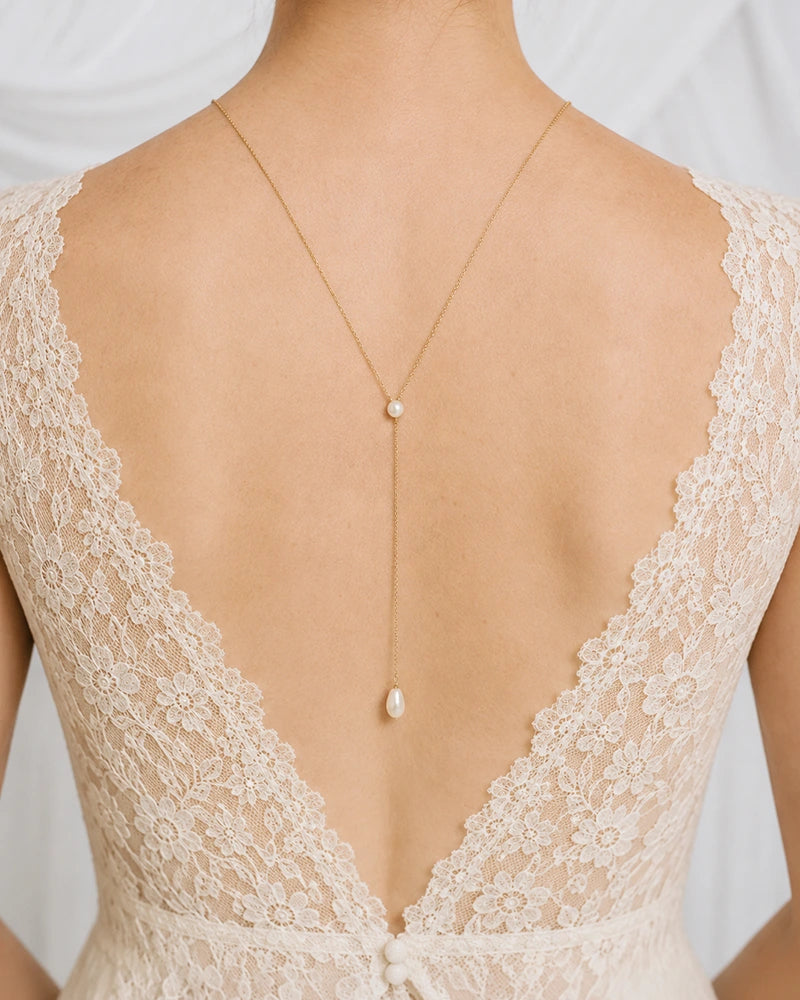 Élina - Collier de Dos Mariage à Perles