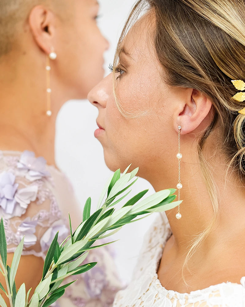 Éolia – Clips d'oreilles de mariée perles