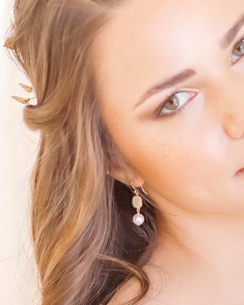 Boucles d’oreilles mariage Florine – création française Atelier Sarah Aime  
