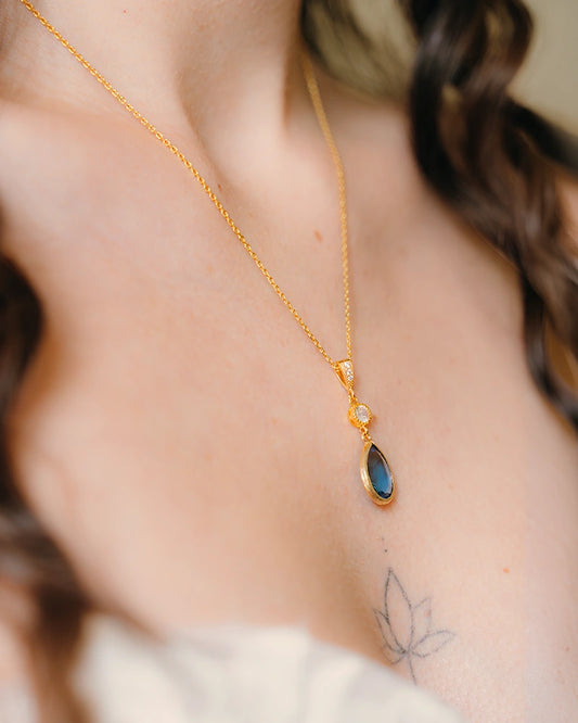 Collier de mariée argenté et bleu Gepsy – création française - Something blue Atelier Sarah Aime

