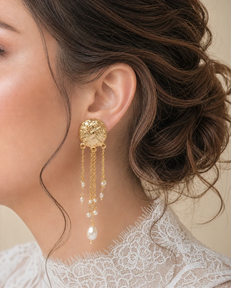 Ismerie Boucles d'oreilles Perles mariage Ivoires ou blanches