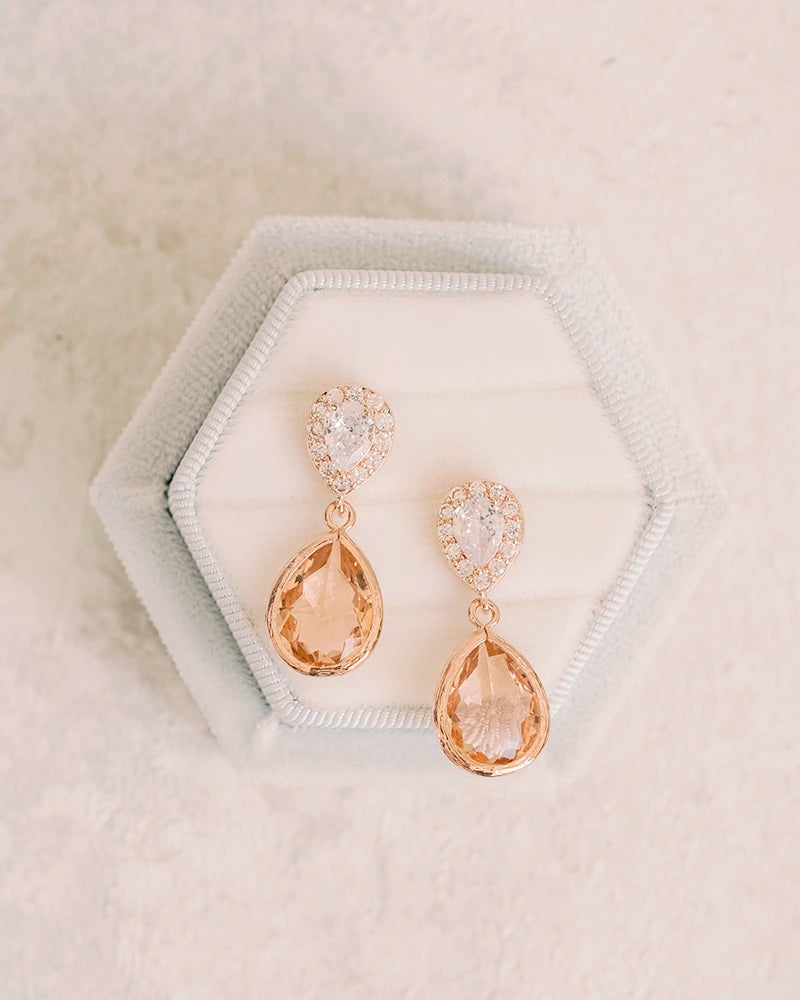 Judith boucles d'oreilles mariée Rose Gold pèche 