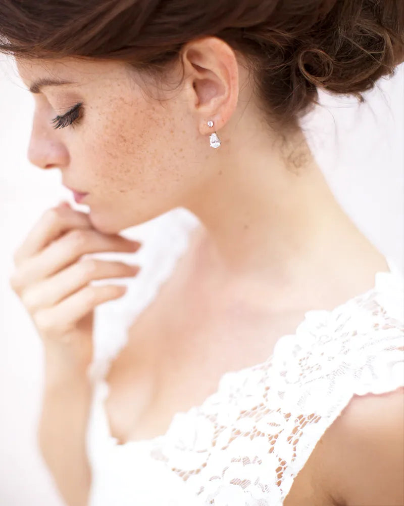 Boucles d’oreilles mariée Bijoux de lobes Justine – création française Atelier Sarah Aime 
