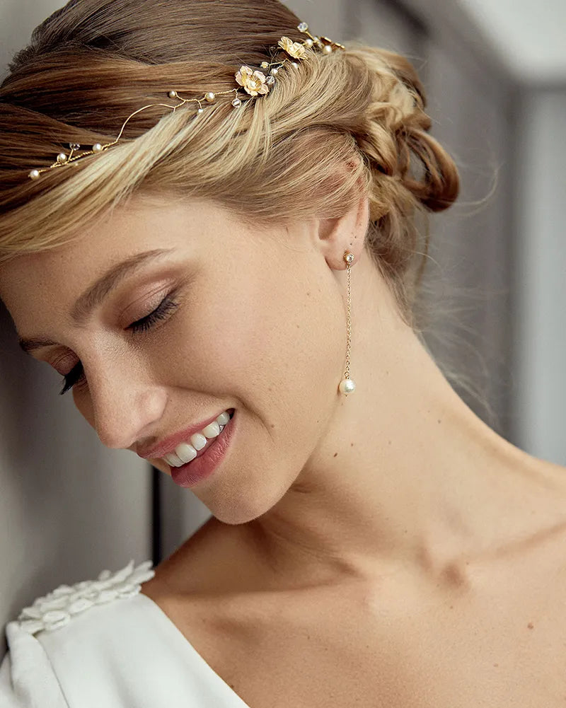Clous d’oreilles perles – modèle Léo création française Atelier Sarah Aime
