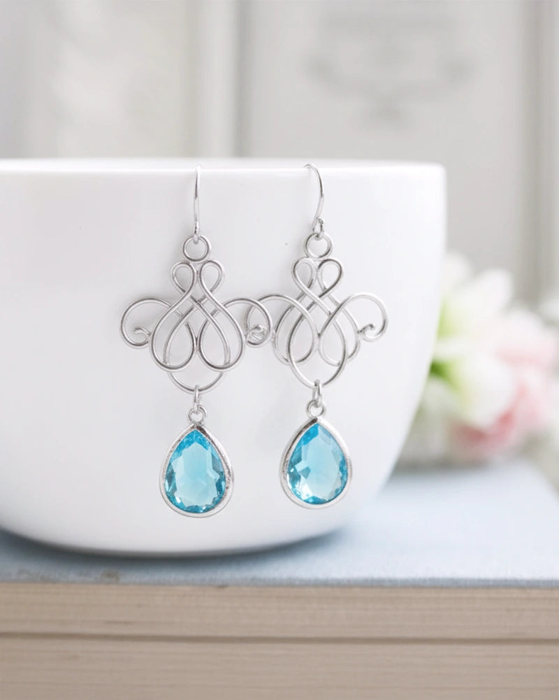 Boucles d'oreilles mariée bleu ciel - Atelier Sarah Aime