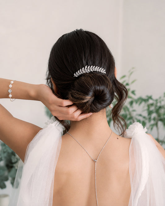 Paloma – Peigne de Mariée Feuilles Strass