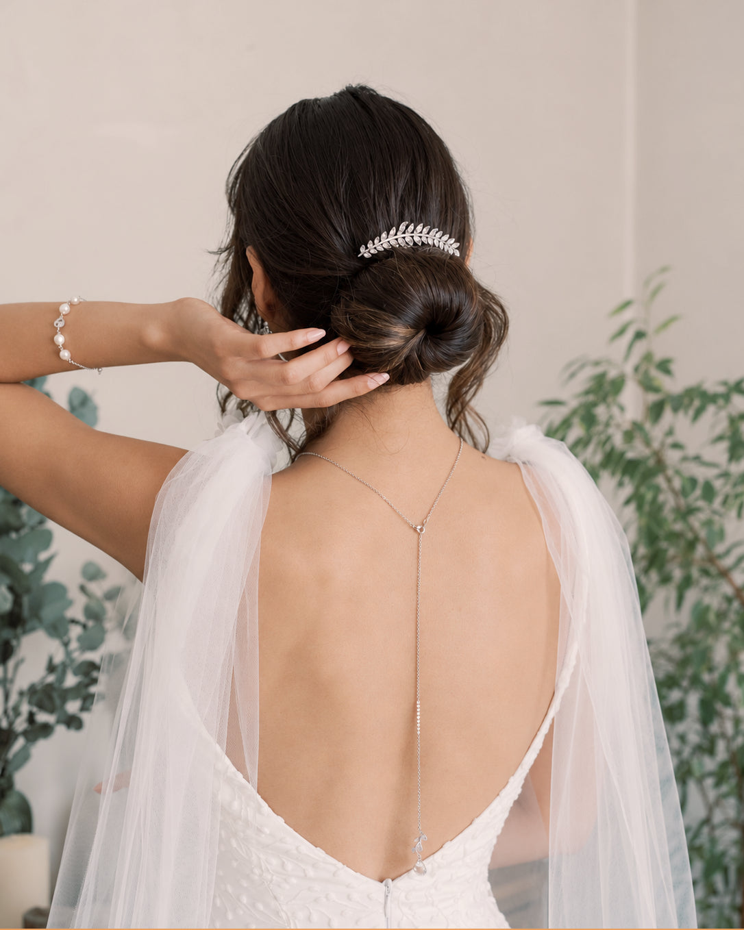 Paloma – Peigne de Mariée Feuilles Strass