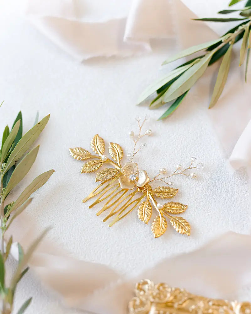 Peigne de mariée – modèle Juline, création française Atelier Sarah Aime