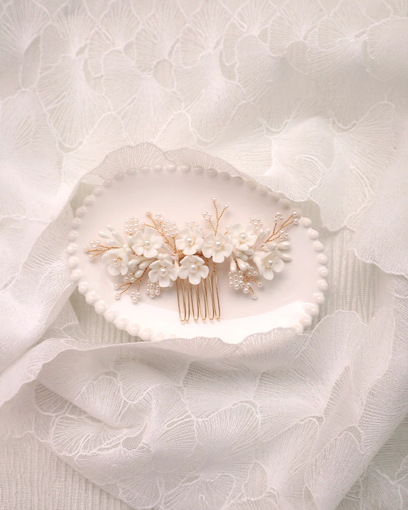 Peigne mariée - bohème romantique  - Atelier Sarah Aime 