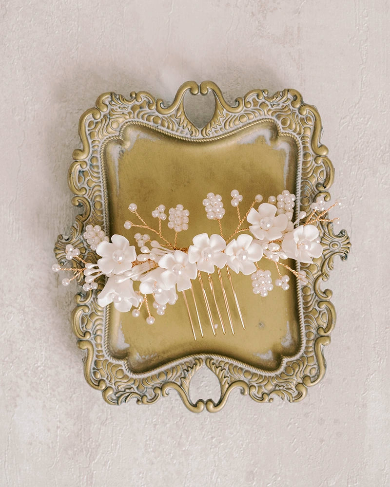 Peigne mariée - bohème romantique  - Atelier Sarah Aime 