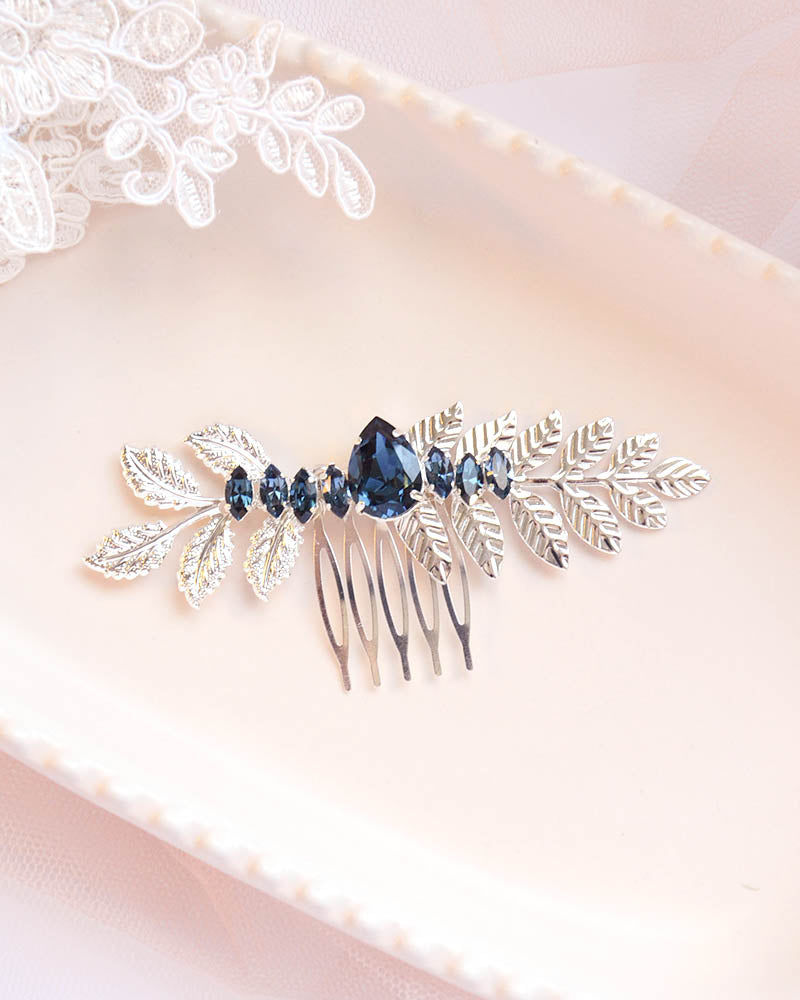 Peigne de mariée feuilles – modèle Betine, création française Atelier Sarah Aime