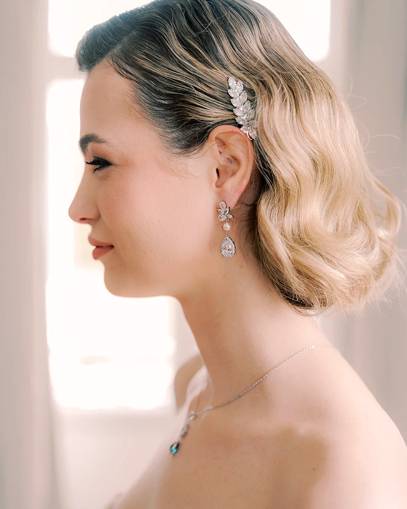 Boucle d'oreilles mariée Romantiques Perles et strass
