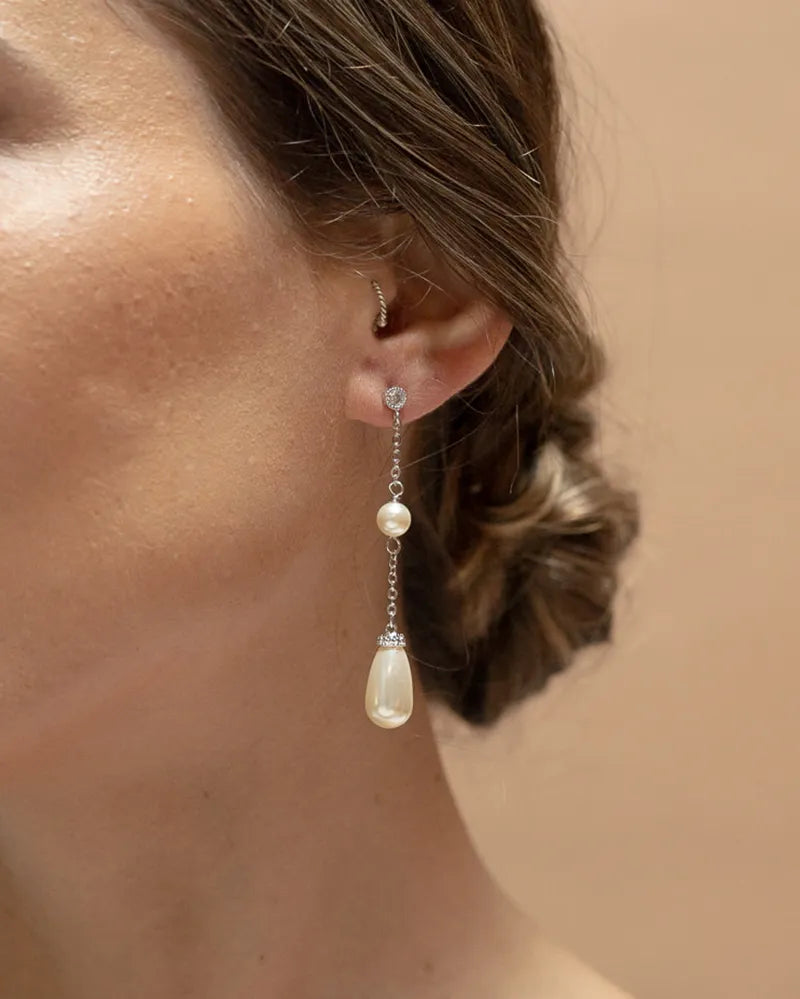 Boucles d’oreilles mariée Saya– création française Atelier Sarah Aime  