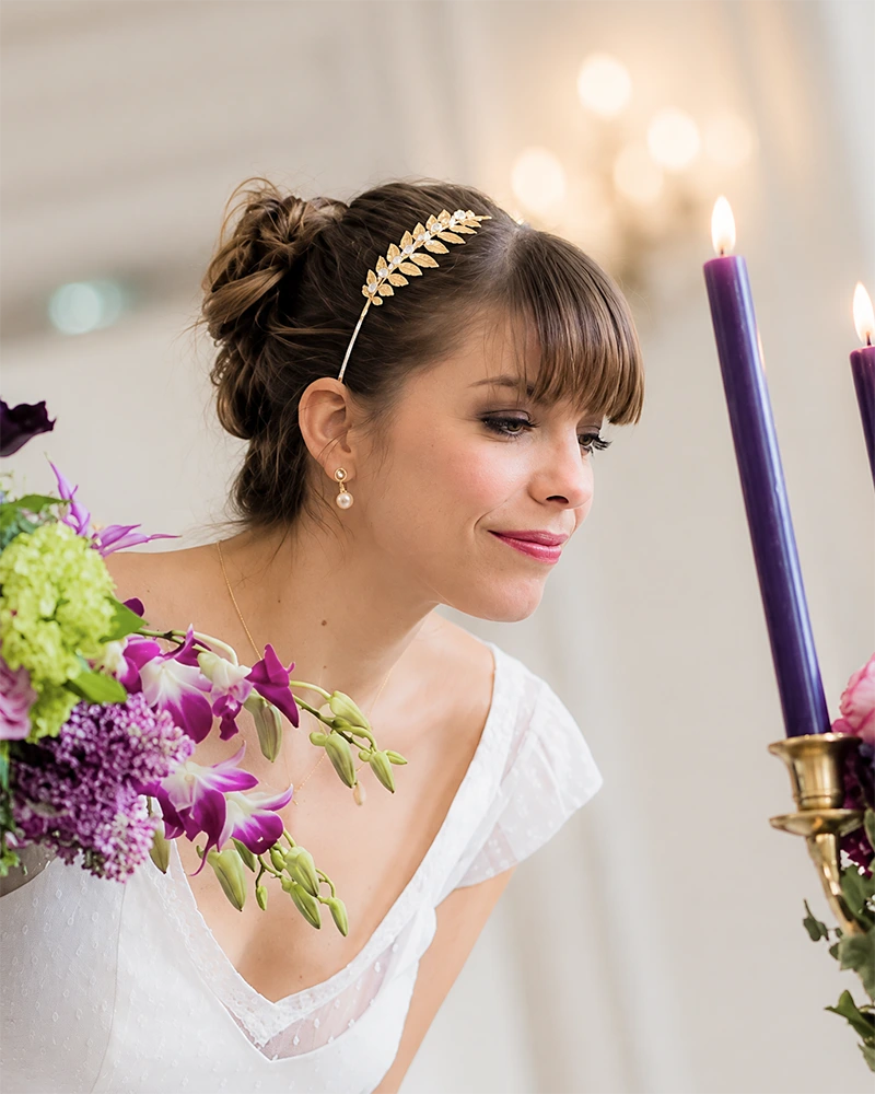 Serre-tête de mariée – modèle Olivia, création française Atelier Sarah Aime