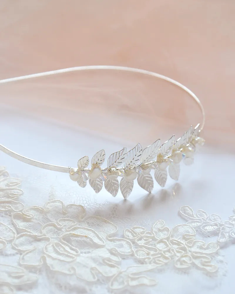 Boucles d’oreilles mariée serre tête  – création française Atelier Sarah Aime