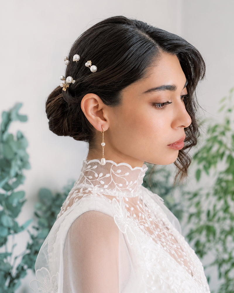 Soline - clips d'oreilles de mariée perles