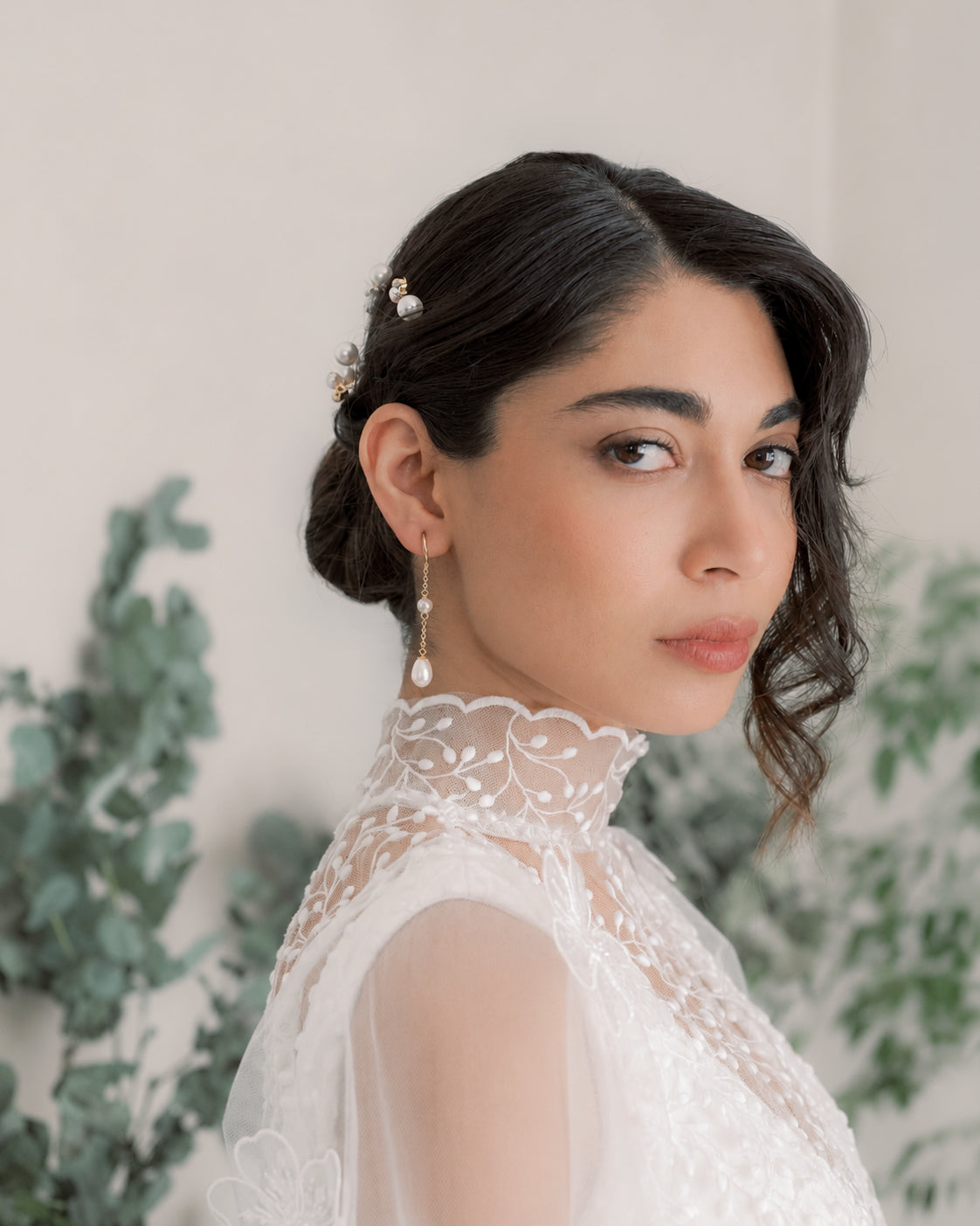 Soline - clips d'oreilles de mariée perles