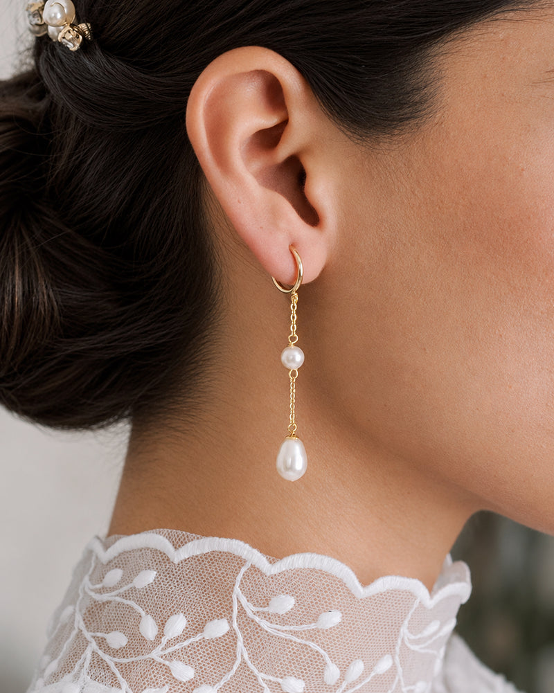 Soline - clips d'oreilles de mariée perles