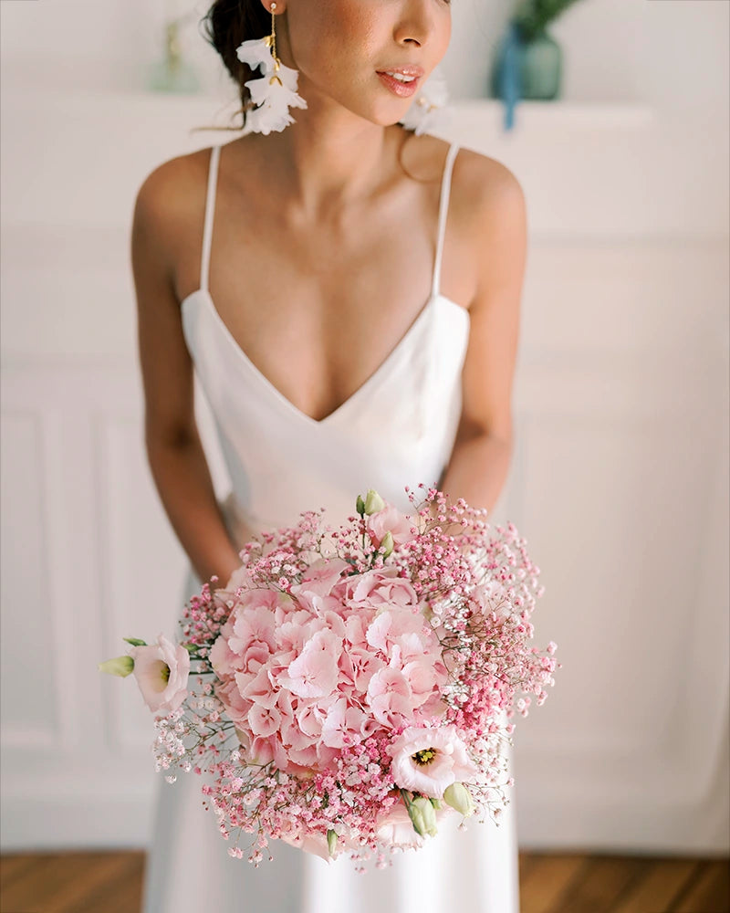 Titia boucles d'oreilles mariée dorées et Romantiques - Atelier Sarah Aime 