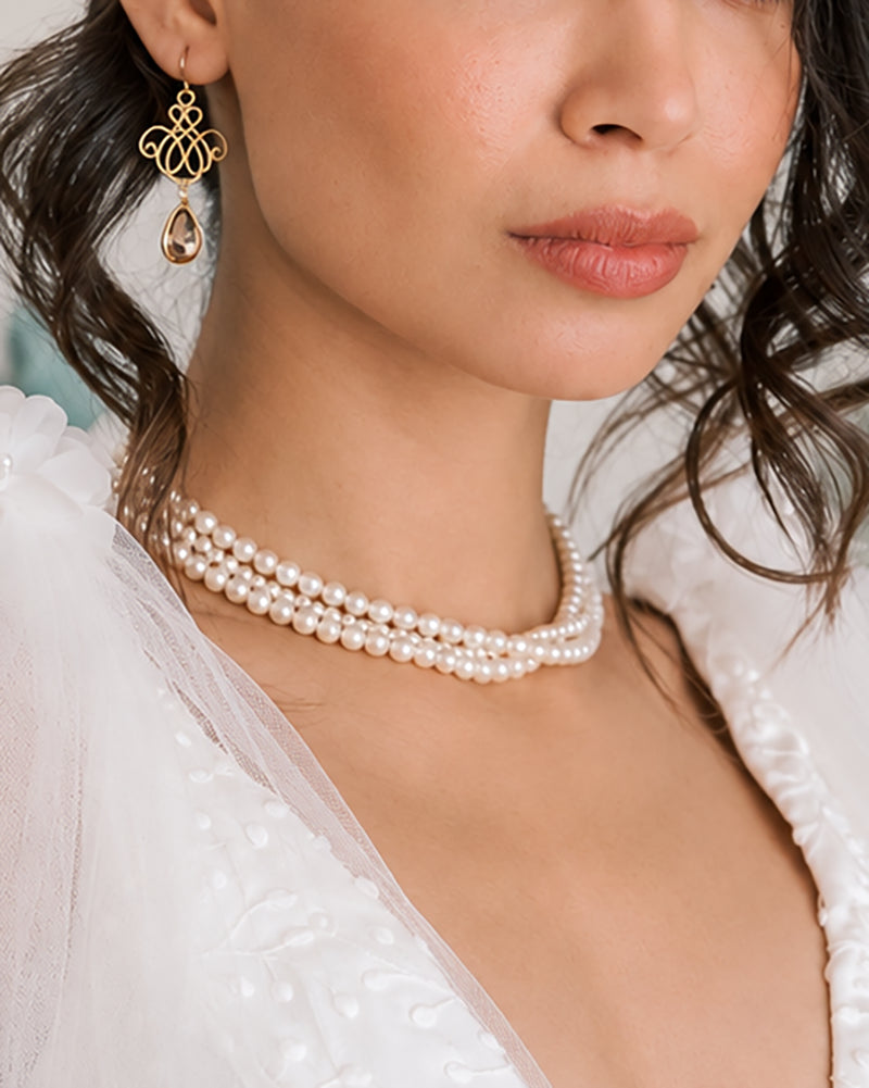 Apolline -  collier 3 rangs perles - Bijoux mariage 