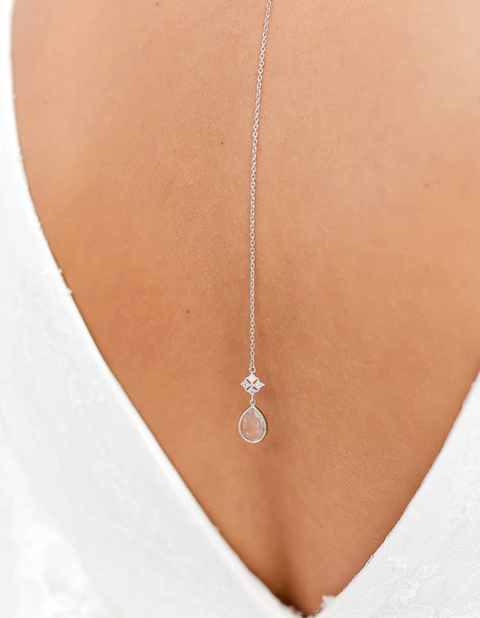 Bijou de dos Loubna – chute avec pendentif pour robe dos nu mariée