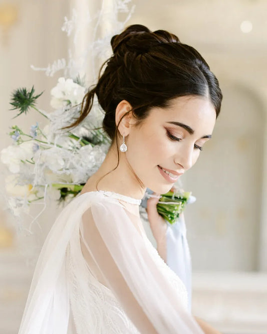 Boucles d’oreilles mariée Goutte Soliste – création française Atelier Sarah Aime
