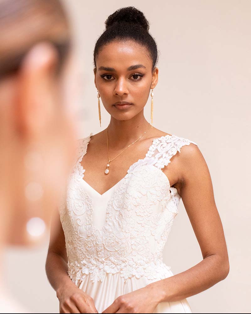 Boucles d’oreilles mariée Amina – création française Atelier Sarah Aime