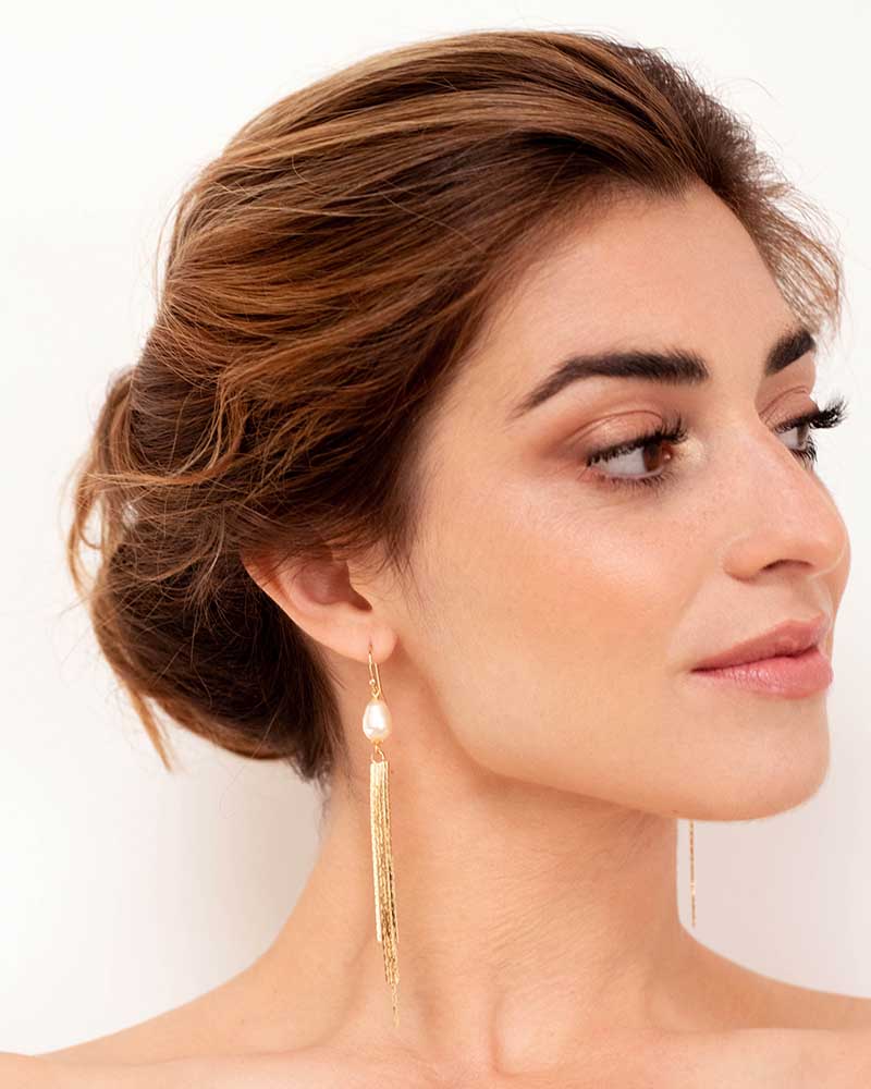 Boucles d’oreilles mariée Amina – création française Atelier Sarah Aime