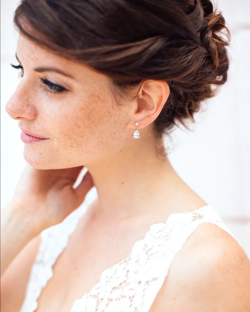 Boucles d’oreilles mariée Bijoux de lobes Justine – création française Atelier Sarah Aime 
