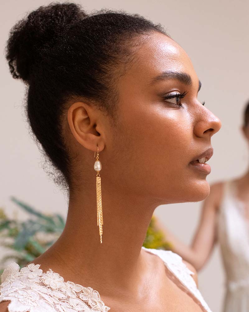 Boucles d’oreilles mariée Amina – création française Atelier Sarah Aime