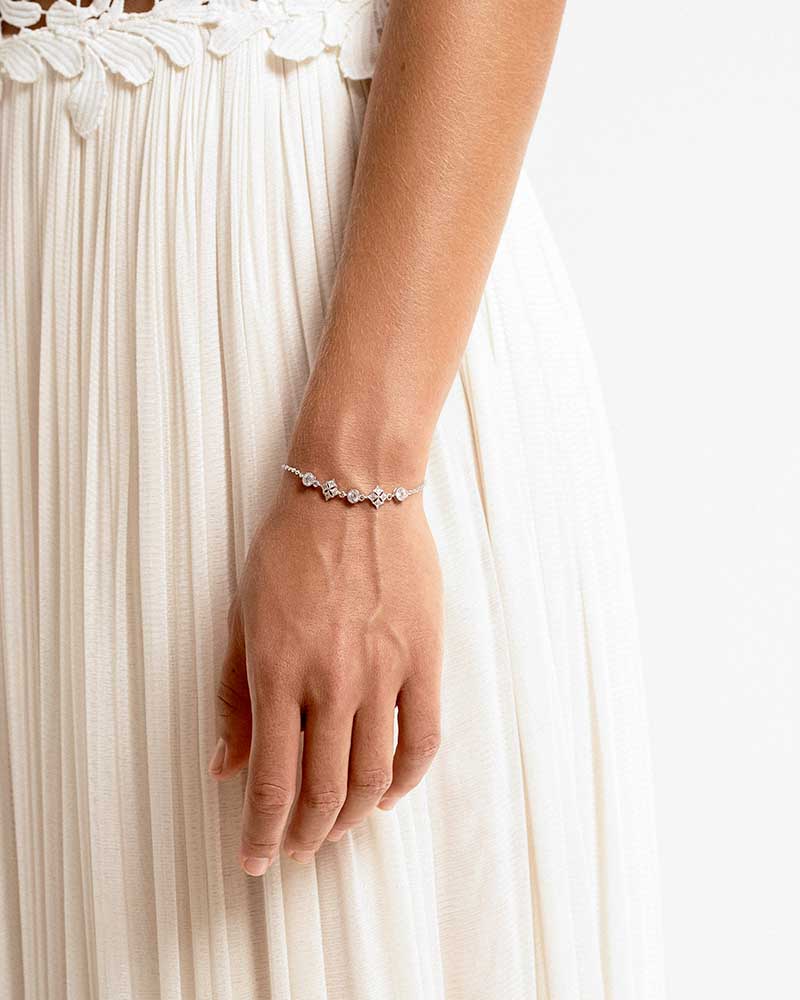 Bracelet Mariée Loubna argenté - Atelier Sarah Aime
