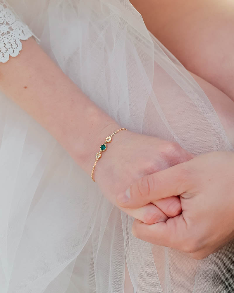 Bracelet de mariée Gepsy – cristal facetté sur chaîne fine pour mariage élégant

