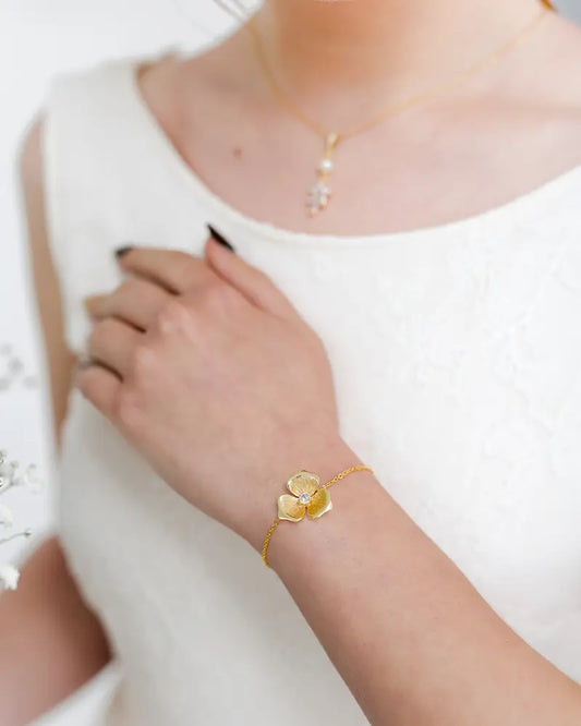 Bracelet de mariée Maceline – bijou fin avec cristal pour mariage élégant

