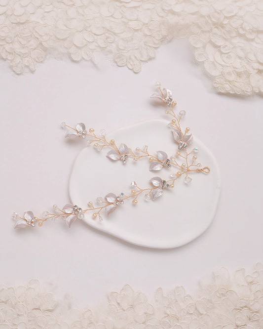 Carmélide doré vigne cheveux feuilles et strass -  Atelier Sarah Aime
