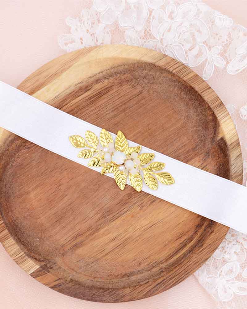 Ceinture de mariée Lealine – bijou de taille avec cristaux et ruban à nouer

