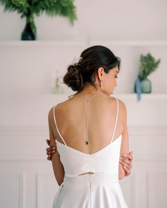 Collier de dos mariée Bleu