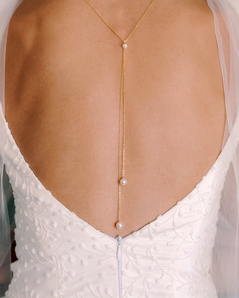 Collier de dos mariée détail Camille - Bijoux mariage  doré
