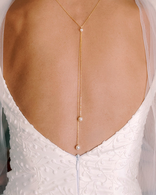 Collier de dos mariée détail Camille - Bijoux mariage  doré