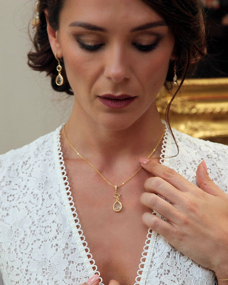 Collier de mariée Jade doré – création française Atelier Sarah Aime