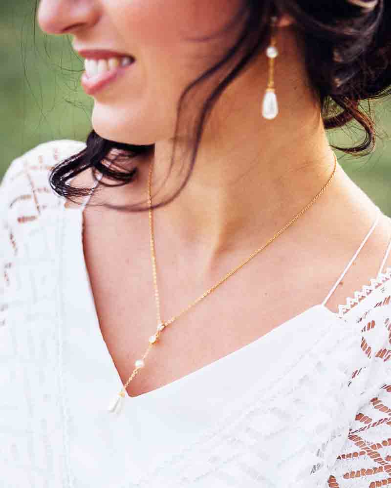 Boucles d’oreilles mariée Saya– création française Atelier Sarah Aime  
